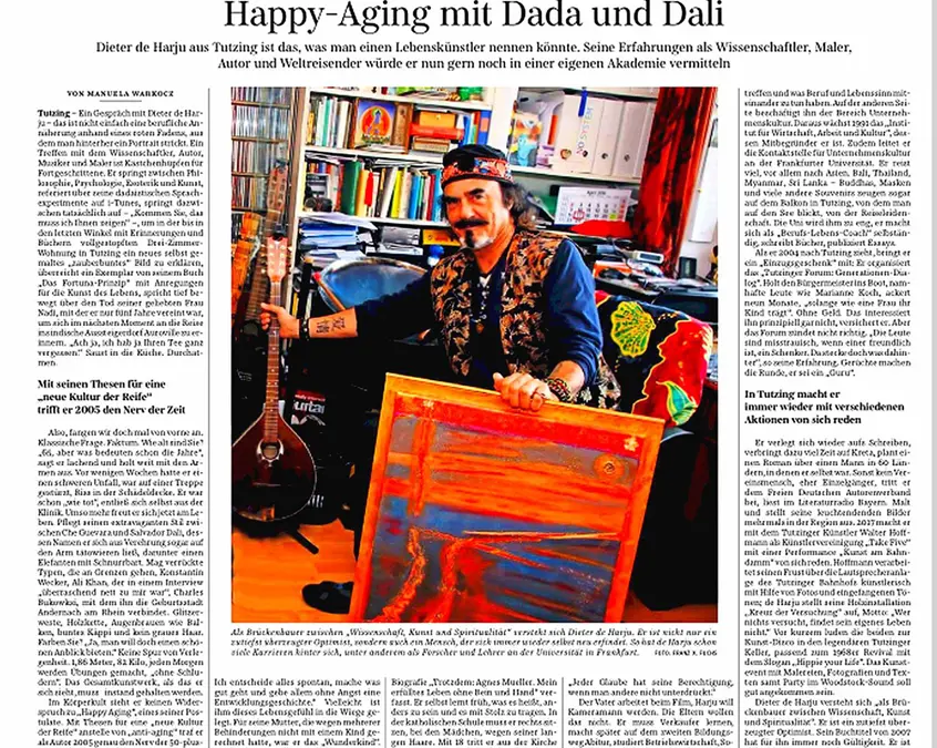 Portrait in der Süddeutschen Zeitung - Dieter de Harju Happy Aging mit Dada und Dali